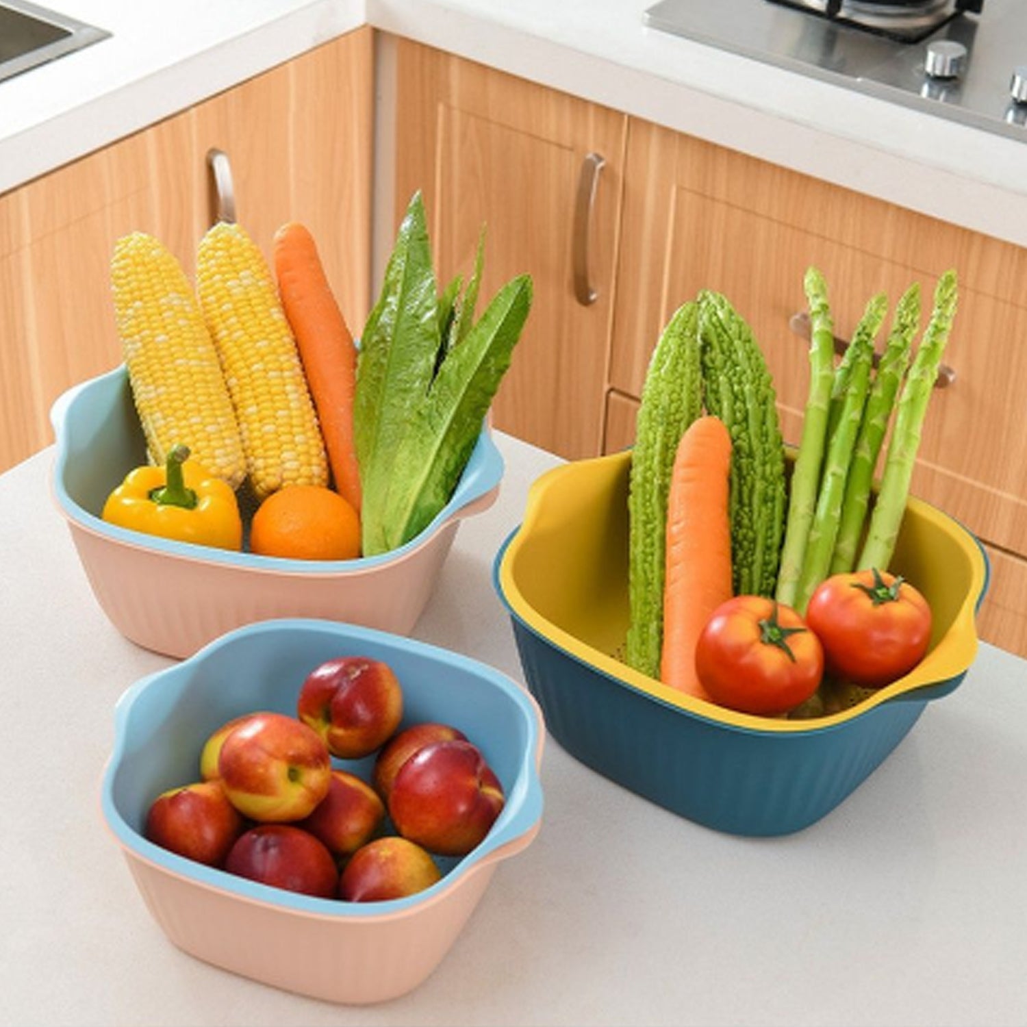 5228 Kitchen Bowl Plastic Washing Bowl and Strainer Drainer Basket For Home & Kitchen Use DeoDap 5228 Kitchen Bowl Plastic Washing Bowl and Strainer Drainer Basket For Home & Kitchen Use DeoDap